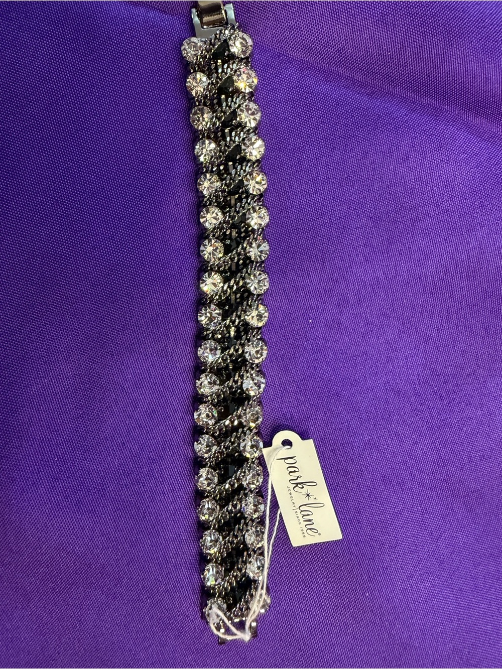 NWT Park Lane Black Chain Clear Crystal Statement Bracelet